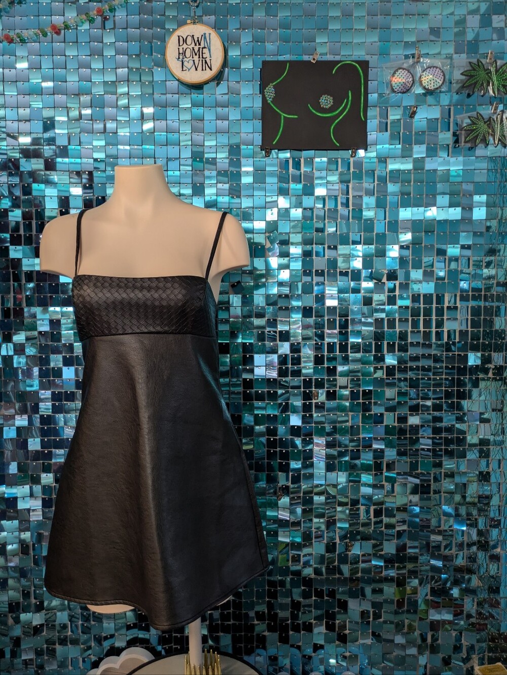 Isak Faux Leather Woven Top Dress